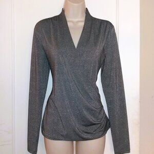 Ann Taylor Metallic Shimmer Wrap Blouse